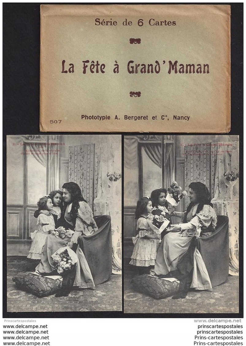 CPA Bergeret Nancy Serie De 6 Cartes La Fêtes à Grand Maman  + Pochette - Bergeret