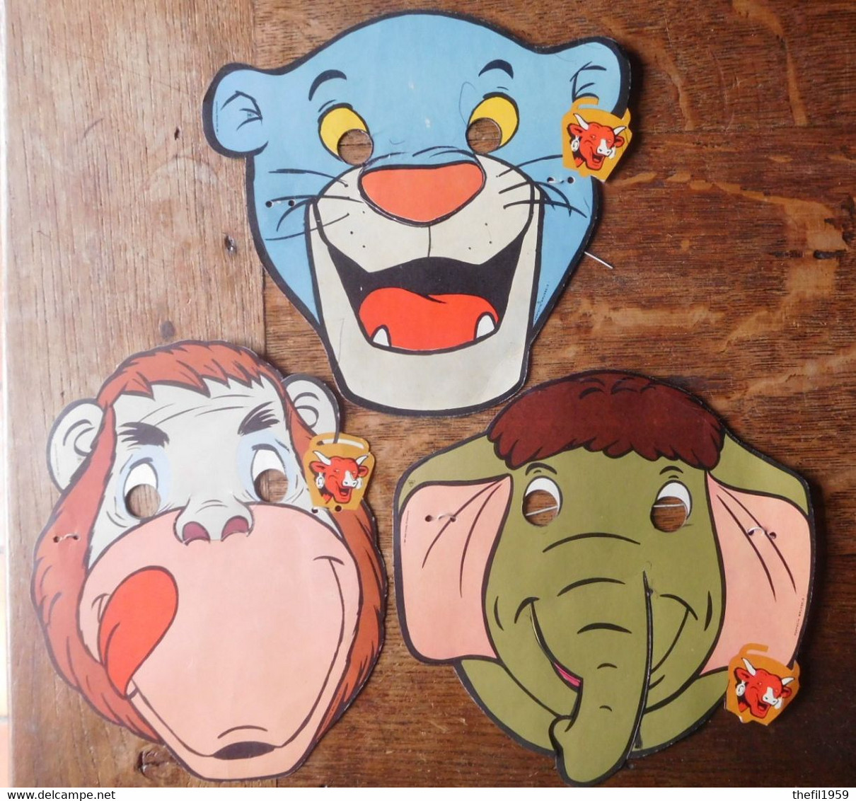 3 Masques Walt Disney Productions 1967 "Le Livre De La Jungle" & "Vache Qui Rit" - Other & Unclassified