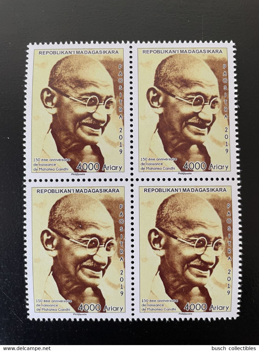 Madagascar Madagaskar 2019 / 2020 Mi. 2717 Block Of 4 150ème Anniversaire Mohandas Mahatma Gandhi 150th Anniversary - Madagascar (1960-...)