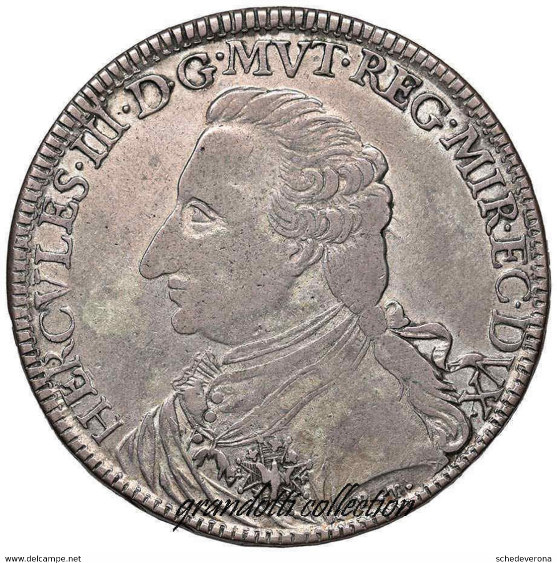 ERCOLE III D'ESTE 10 LIRE TALLERO DI MODENA 1796 RARA MONETA ARGENTO - Emilia