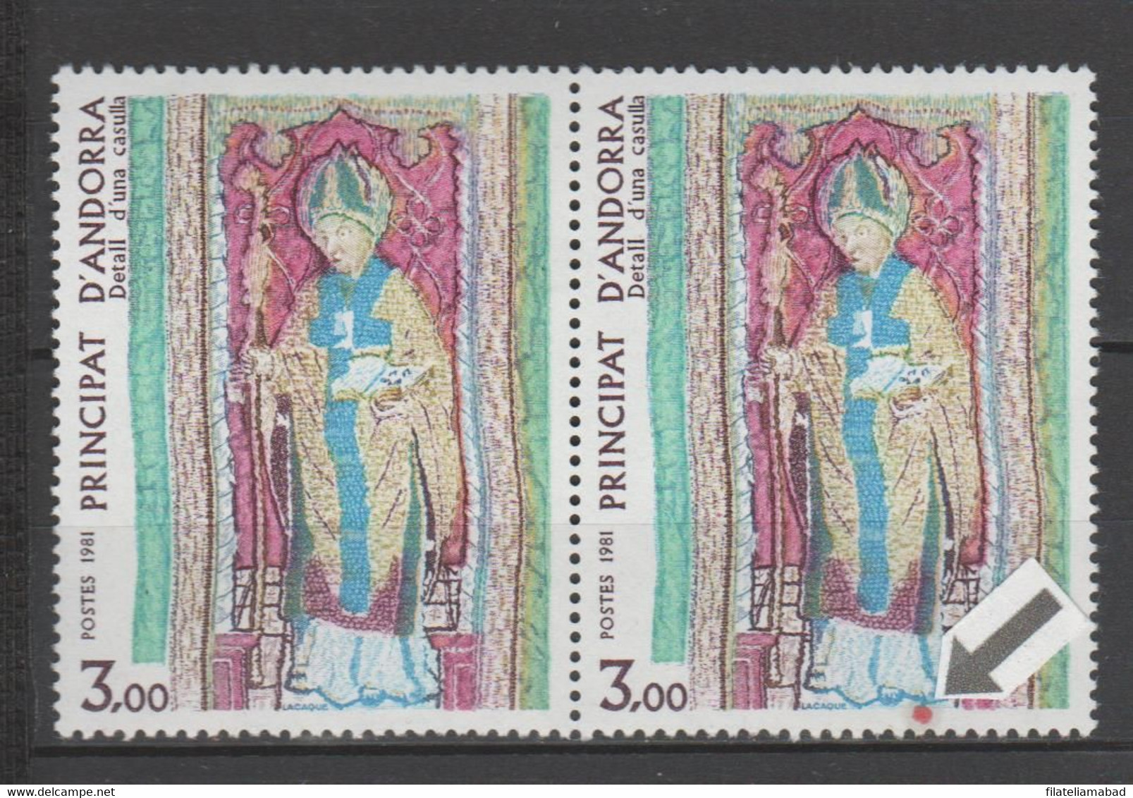 ANDORRA C. FRANCÉS  UNO DE LOS SELLOS CON UNA MANCHITA ROJA PUEDE SER PIEZA ÚNICA (S.8) - Used Stamps