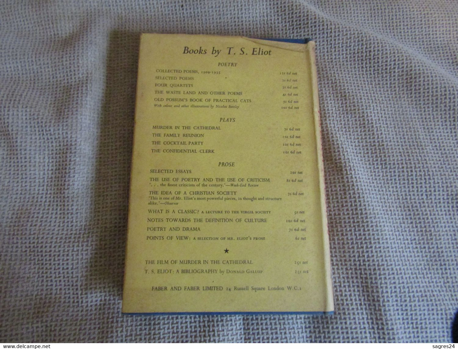 T.S.Eliot - Collected Poems 1909 - 1935 - Faber & Faber - Hardcover - 1954 - 1950-Hoy