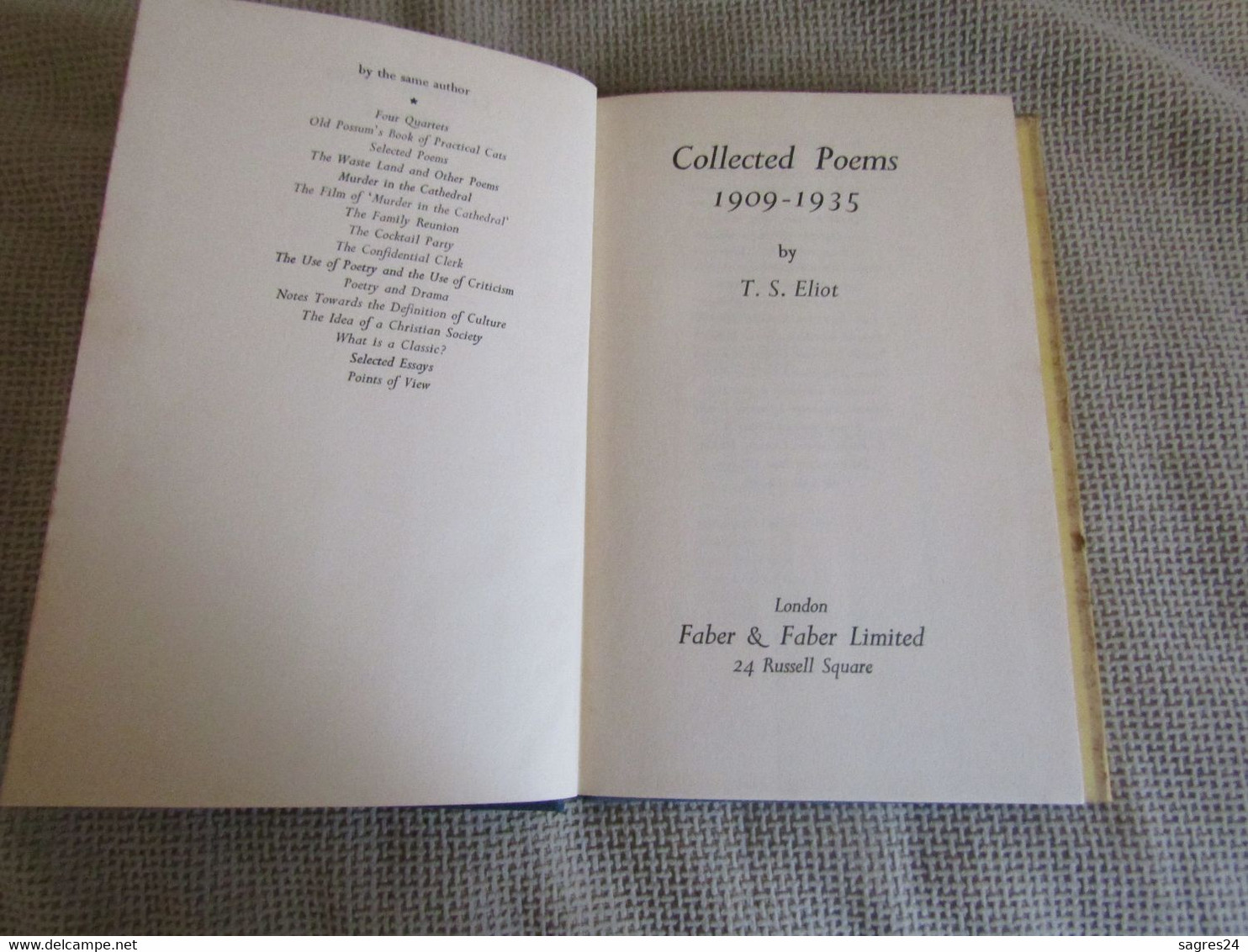 T.S.Eliot - Collected Poems 1909 - 1935 - Faber & Faber - Hardcover - 1954 - 1950-Heute