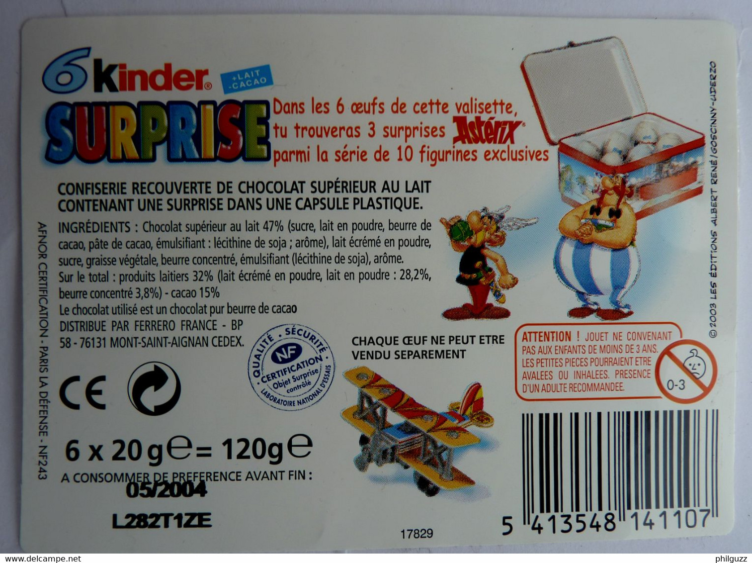 1 AUTOCOLLANT Utilisé KINDER SURPRISE ASTERIX 2004 - Autocollants