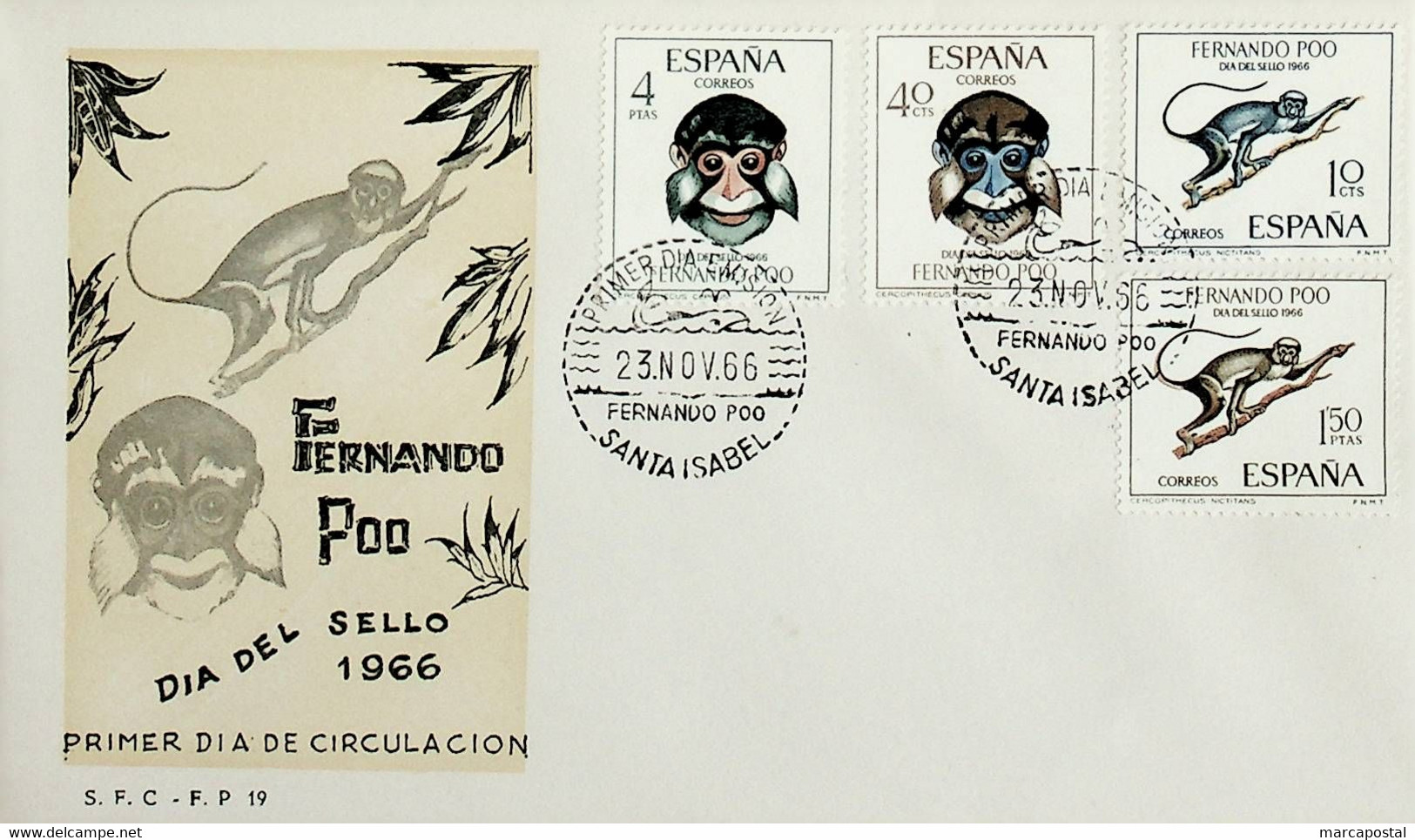 1966 Fernando Poo FDC Dia Del Sello - Fernando Po