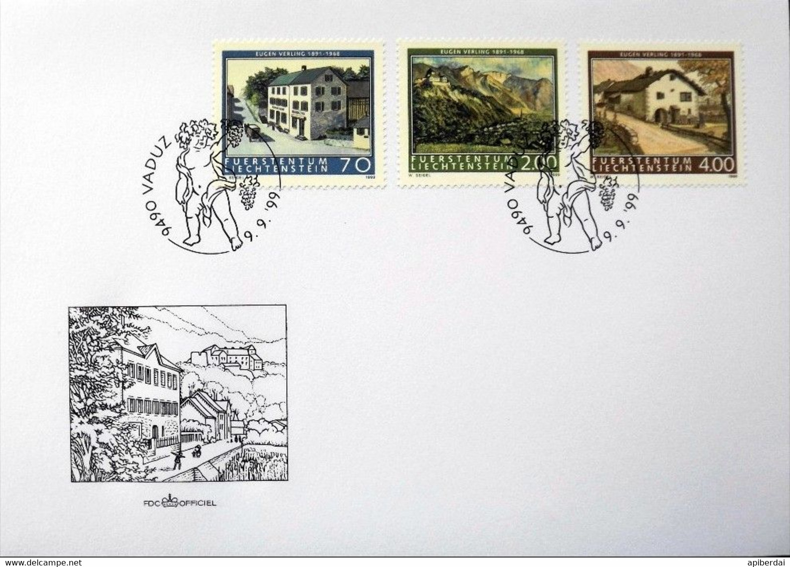 Liechtenstein - 1999 Eugen Verling, Peintre FDC - Lettres & Documents