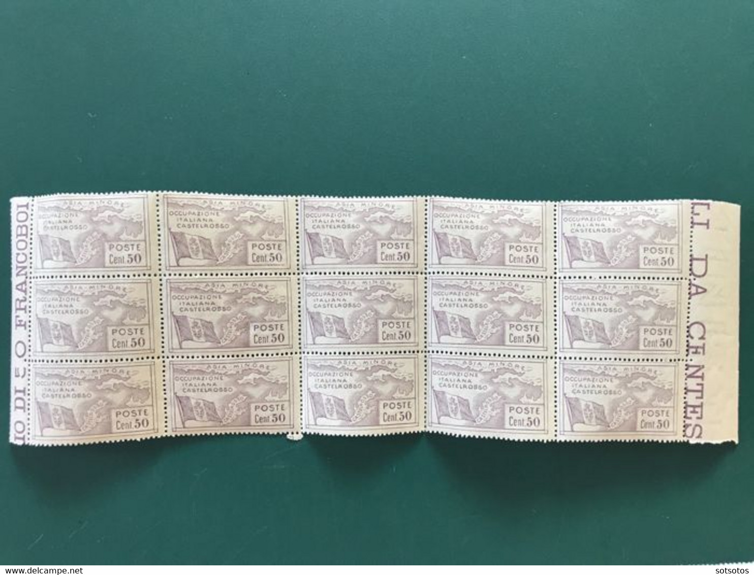 Italian Aegean Islands - Castelrosso 1923 - A Complete Set Of 5 Blocks Of 15 Stamps - Aegean