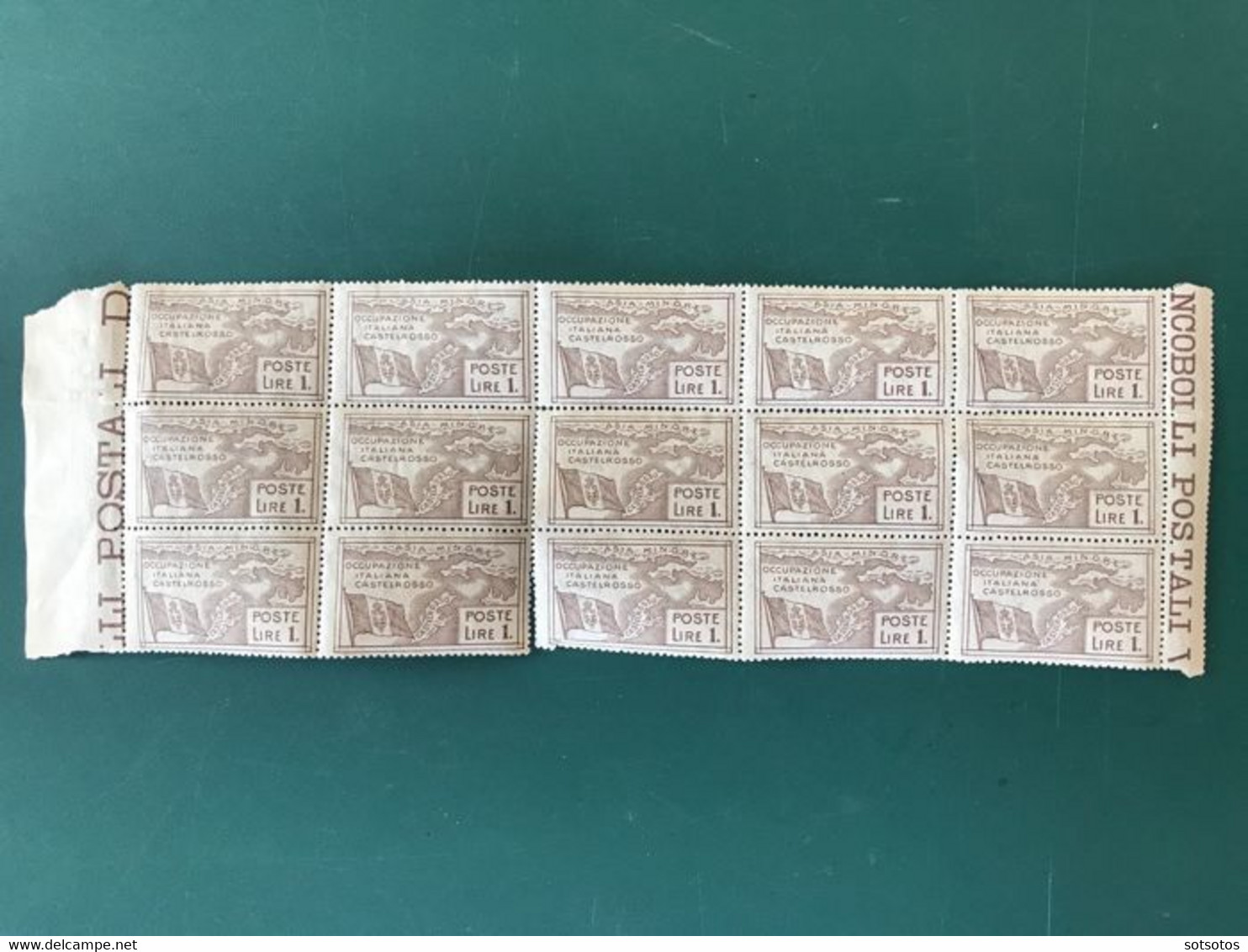 Italian Aegean Islands - Castelrosso 1923 - A complete set of 5 blocks of 15 stamps