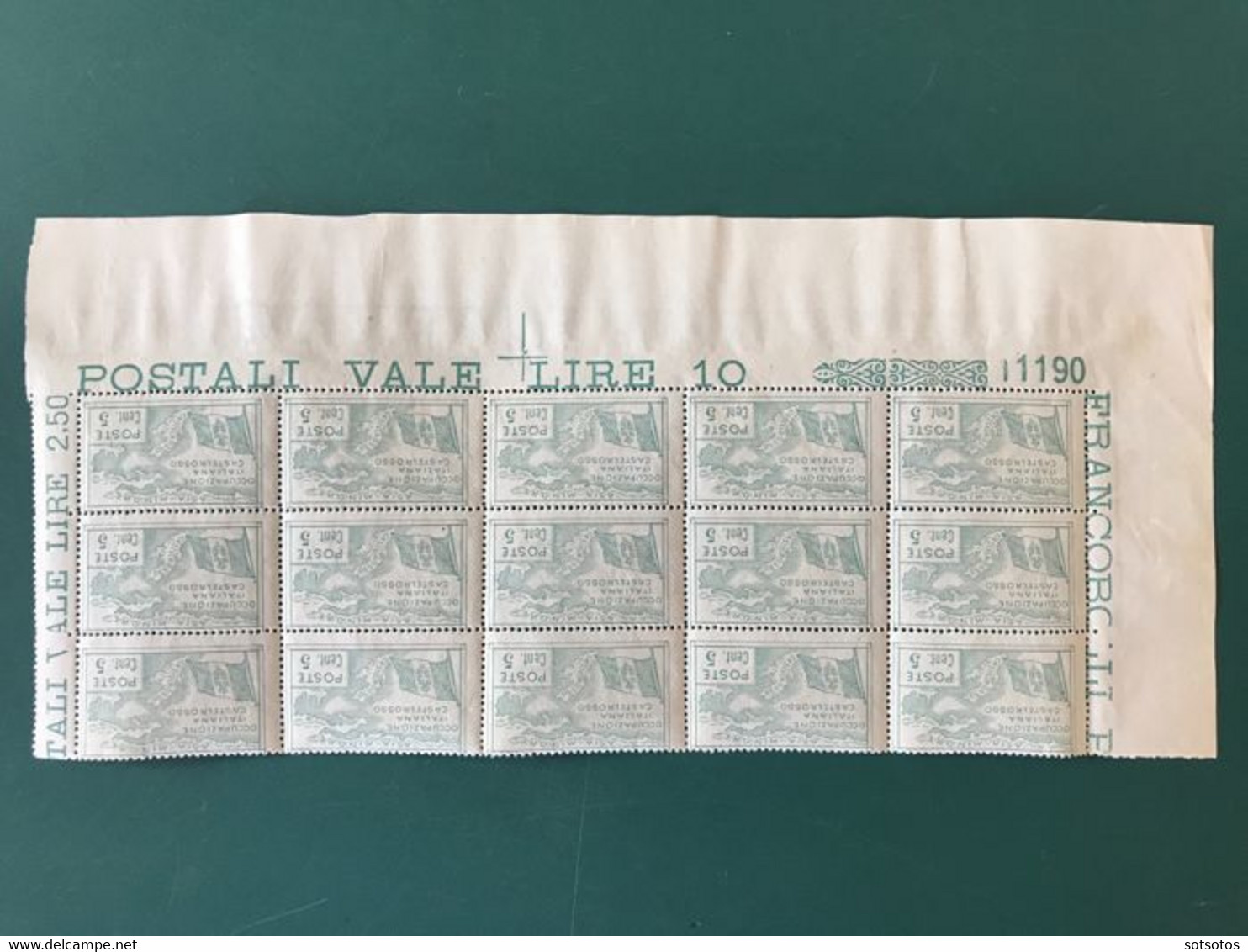 Italian Aegean Islands - Castelrosso 1923 - A complete set of 5 blocks of 15 stamps