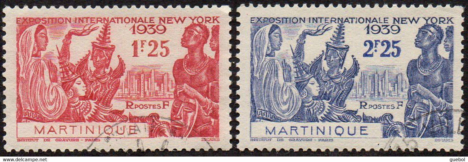 Détail De La Série Exposition Internationale De New York Obl. Martinique N° 168 Et 169 - 1939 Exposition Internationale De New-York