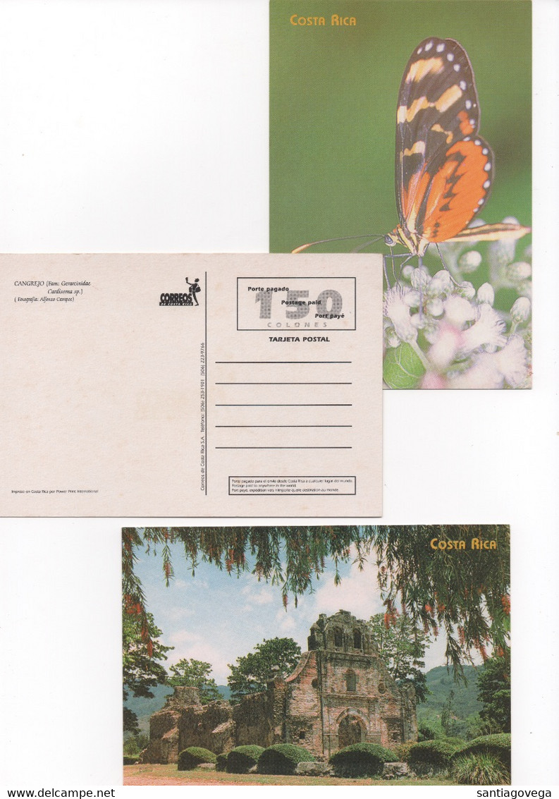 Costa Rica 10 Postalcards Postage Paid 150 Colones Butterfly Hummingbird Sloath Orquid Church Crab Beach River Mint #317 - Costa Rica