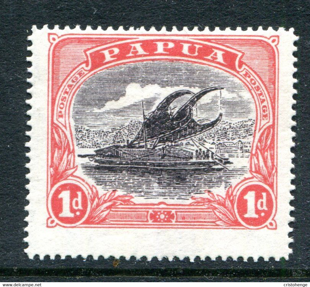 Papua 1916-31 Lakatoi - P.14 - 1d Intense Black & Red HM (SG 94c) - Papouasie-Nouvelle-Guinée