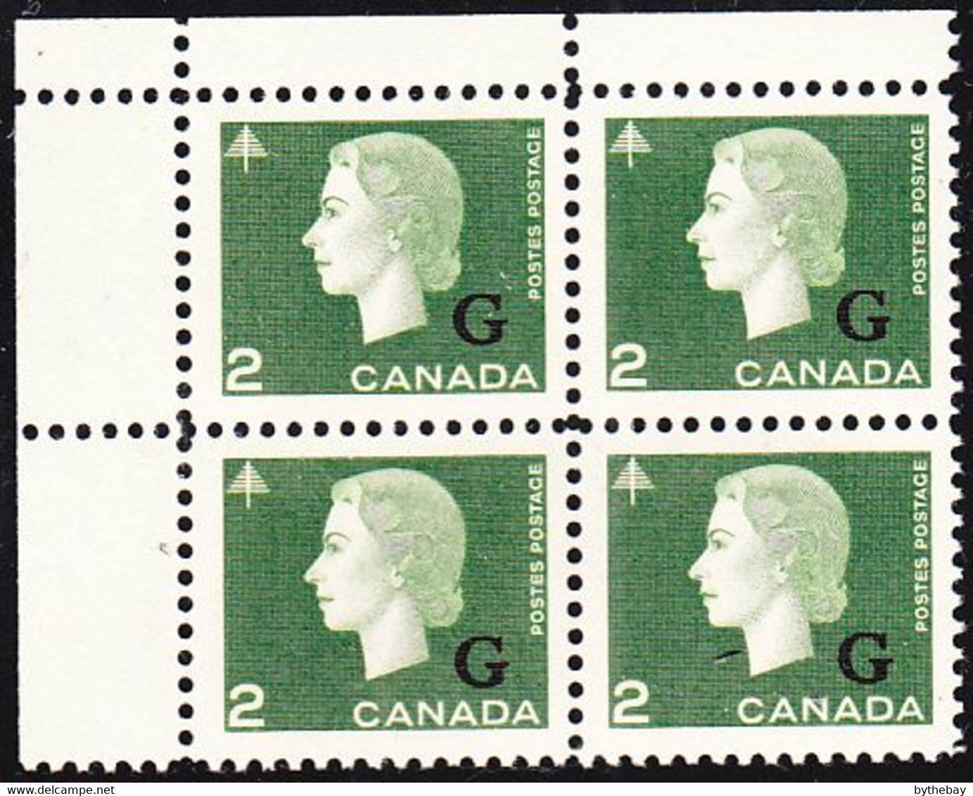 Canada MNH Scott #O47 2c Cameo With 'G' Overprint Upper Left Plate Block (blank) - Surchargés