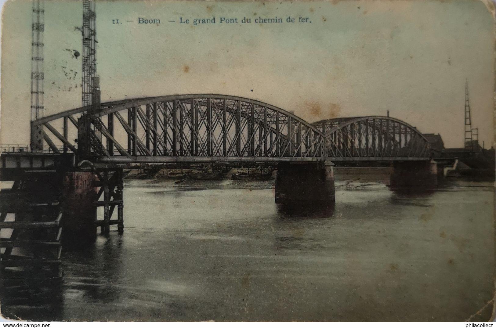 Boom (Antwerpen)  Grand Pont Du Chemin De Fer. (kleur) 19?? Vlekkig En Ronde Hoeken - Boom