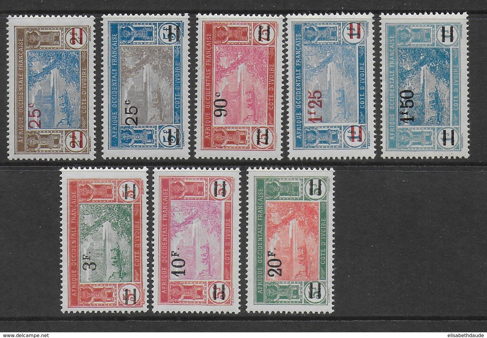 COTE D'IVOIRE - 1924/27 - YVERT N°73/80 * MLH (INFIME ROUSSEUR SUR LE 80) - COTE = 68 EUR. - Unused Stamps