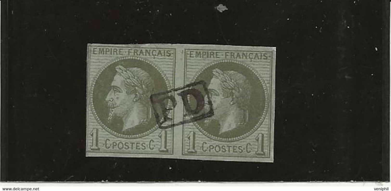 COLONIES FRANCAISES -EMISSIONS GENERALES -NAPOLEON III N° 7 PAIRE OBLITERE PD DANS RECTANGLE - -ANNEE 1871 -COTE 180 € - Napoleon III