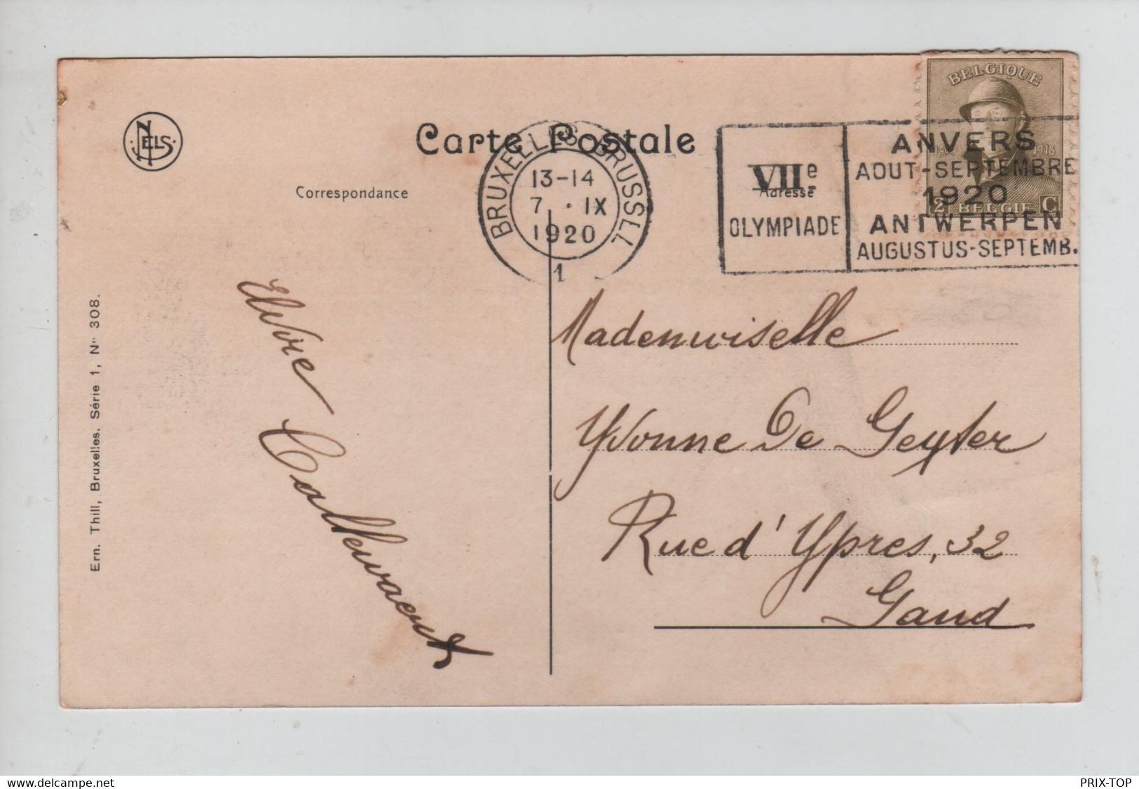 RE3187/TP 166 Albert Casqués /CP BXL Uccle Observatoire Royal De Belgique C. BXL 7/9/1920+Flamme VII° Olympiade > Gand - Cartas & Documentos