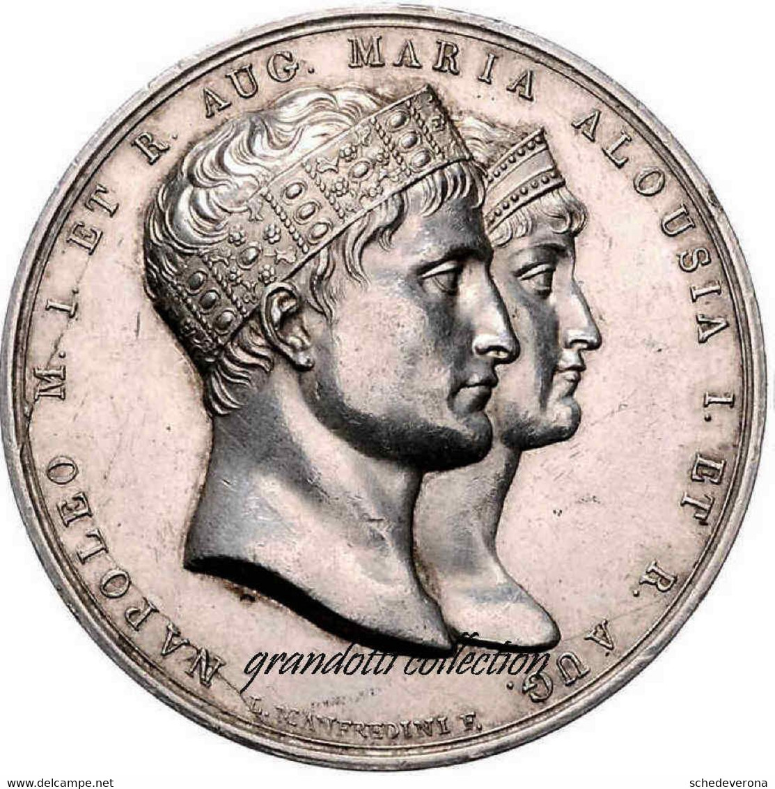 NAPOLEONE BONAPARTE MATRIMONIO MARIA LUISA 1810 MEDAGLIA ARGENTO MANFREDINI - Royaux/De Noblesse