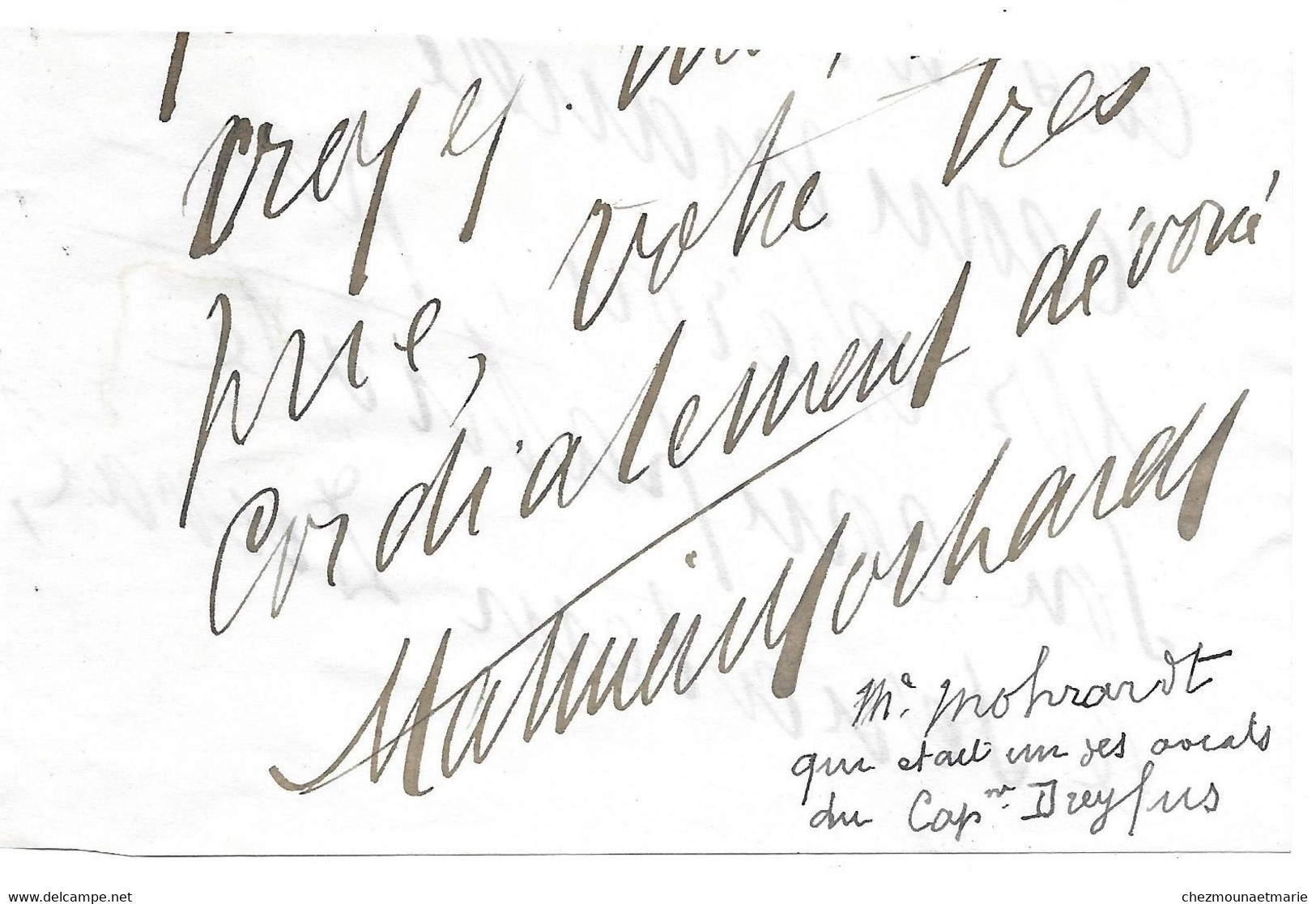 MATHIAS MOHRARDT POETE JOURNALISTE DREYFUSARD - AUTOGRAPHE SIGNATURE SUR FRAGMENT - Documenti