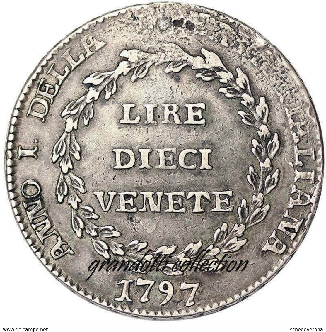 VENEZIA 10 LIRE 1797 GOVERNO PROVVISORIO RARA MONETA ARGENTO 2 TIPO - Venetië