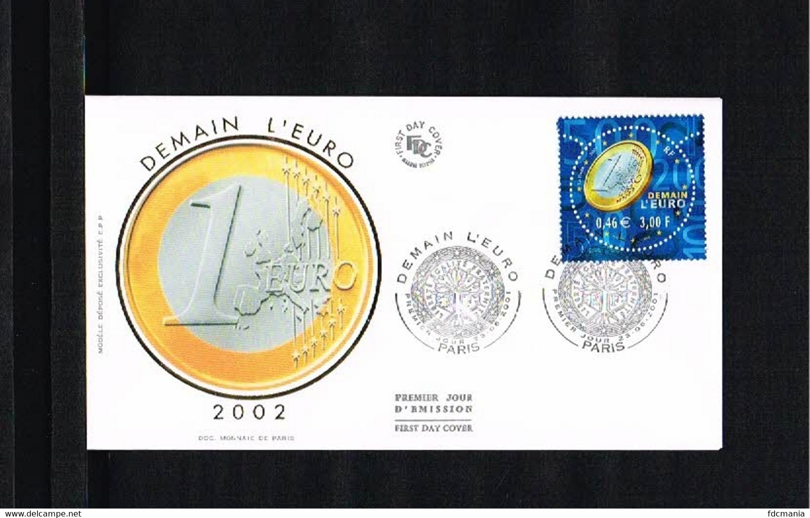 2001 - Europe Sympathy FDC France Mi.3542 - Issue FDC Marque Deposee - Cancel Paris [WJ039] - 2001