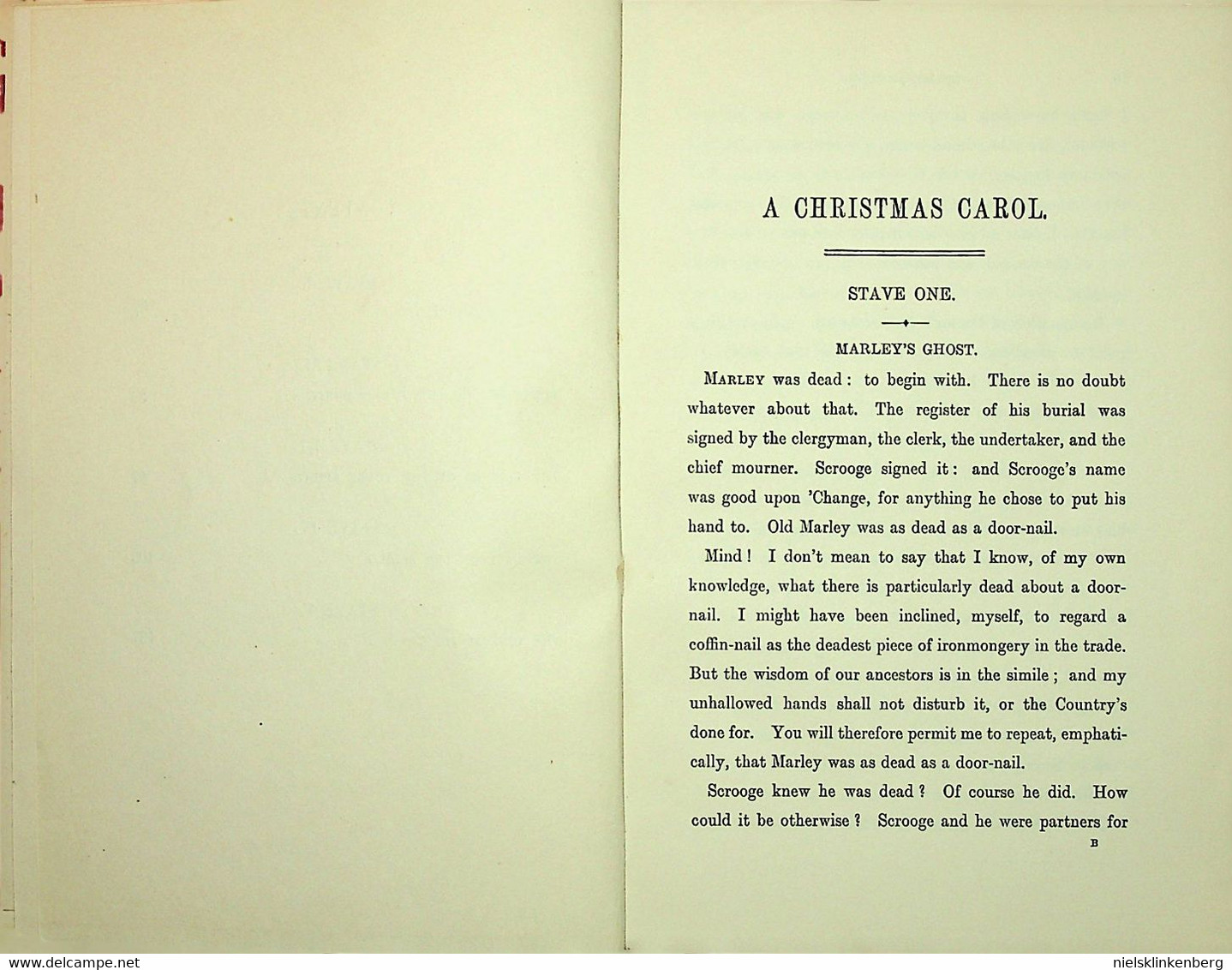 A Christmas Carol In Prose. A Ghost Story Of Christmas (facsimilé Uitgave Van De Eerste Druk) - Classiques