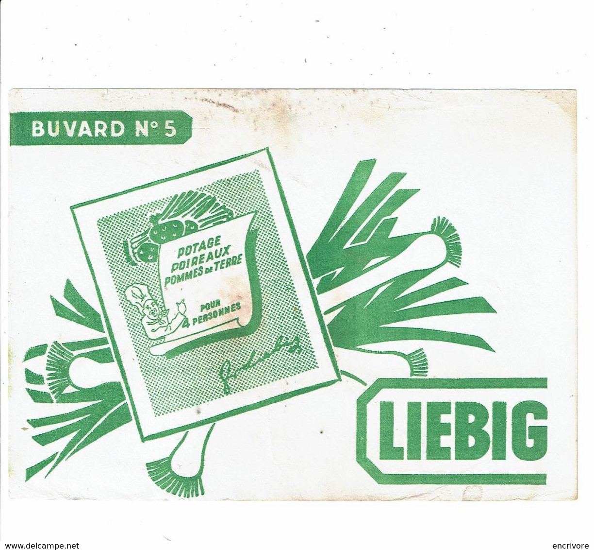 5 BuvardS LIEBIG 1 Champignons 2 Poulet 3 Pois Au Lard 4 Volaille 5 Poireaux Buvard - Soep En Saus