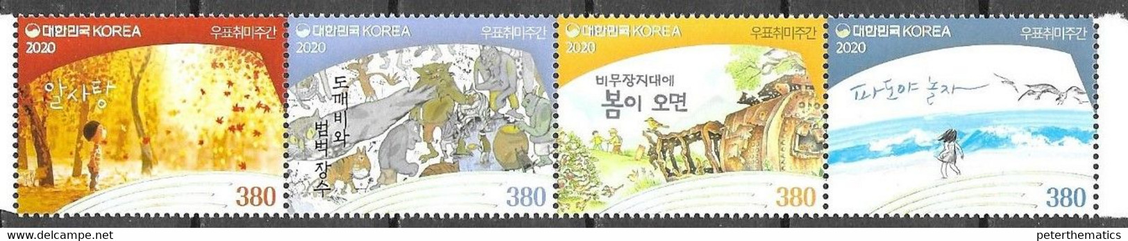 SOUTH KOREA, 2020, PHILATELY WEEK, CHILDREN, BIRDS, 4v - Other & Unclassified