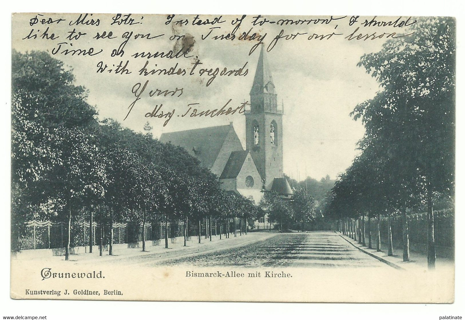 Berlin Grunewald Bismarck-Allee Mit Kirche 1904 - Grunewald
