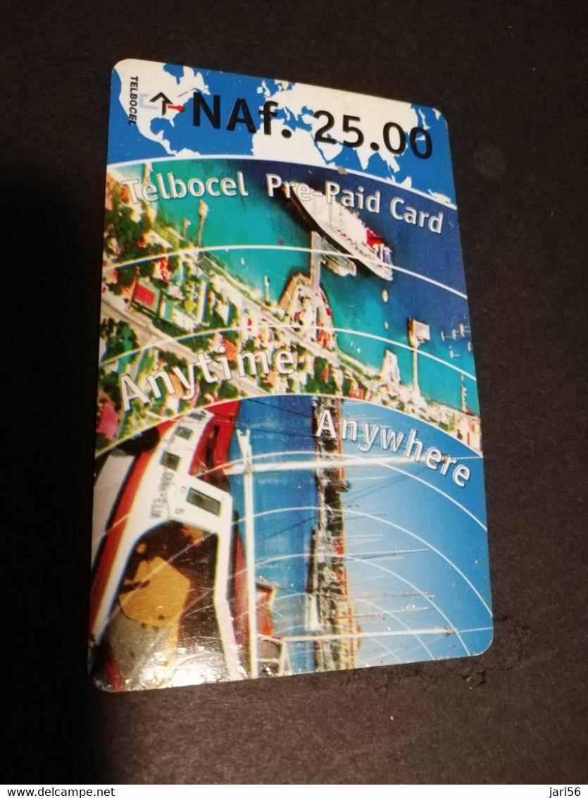 BONAIRE TELBOCEL NAF 25,00 ANYTIME ANYWHERE  BOATS/WATER    Date; 01-07-2001      Fine Used Card  **4565** - Antillen (Niederländische)