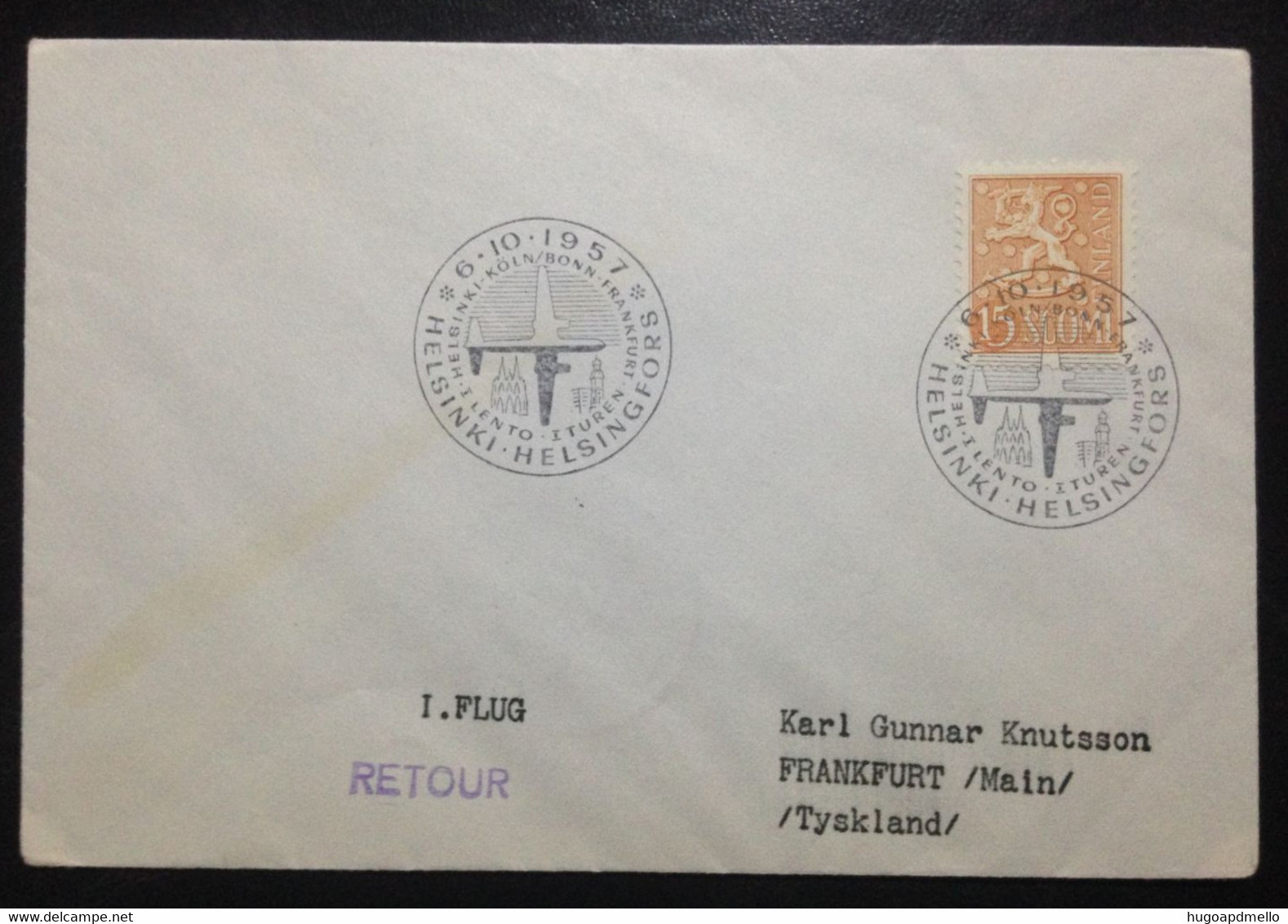 FINLAND, Circulated Cover To Germany, « Aviation », 1957 - Lettres & Documents