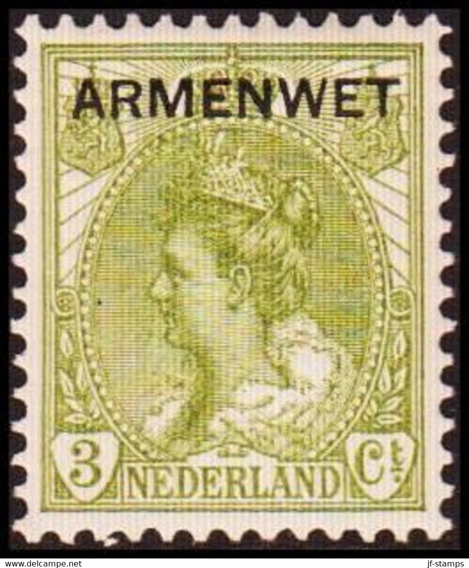 1913-1918. NEDERLAND. ARMENWET On 3 CENT. Hinged. (Michel Di. 2) - JF413262 - Dienstmarken