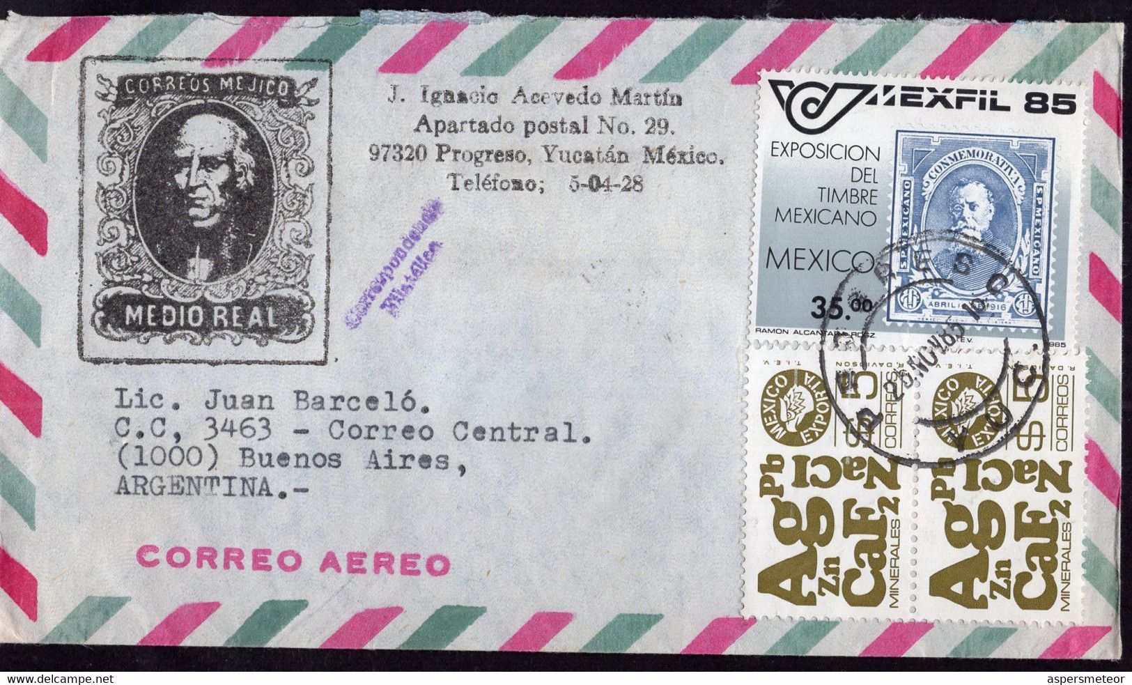 Mexico - Lettre - 1985 - Envoyé En Argentina - A1RR2 - Messico