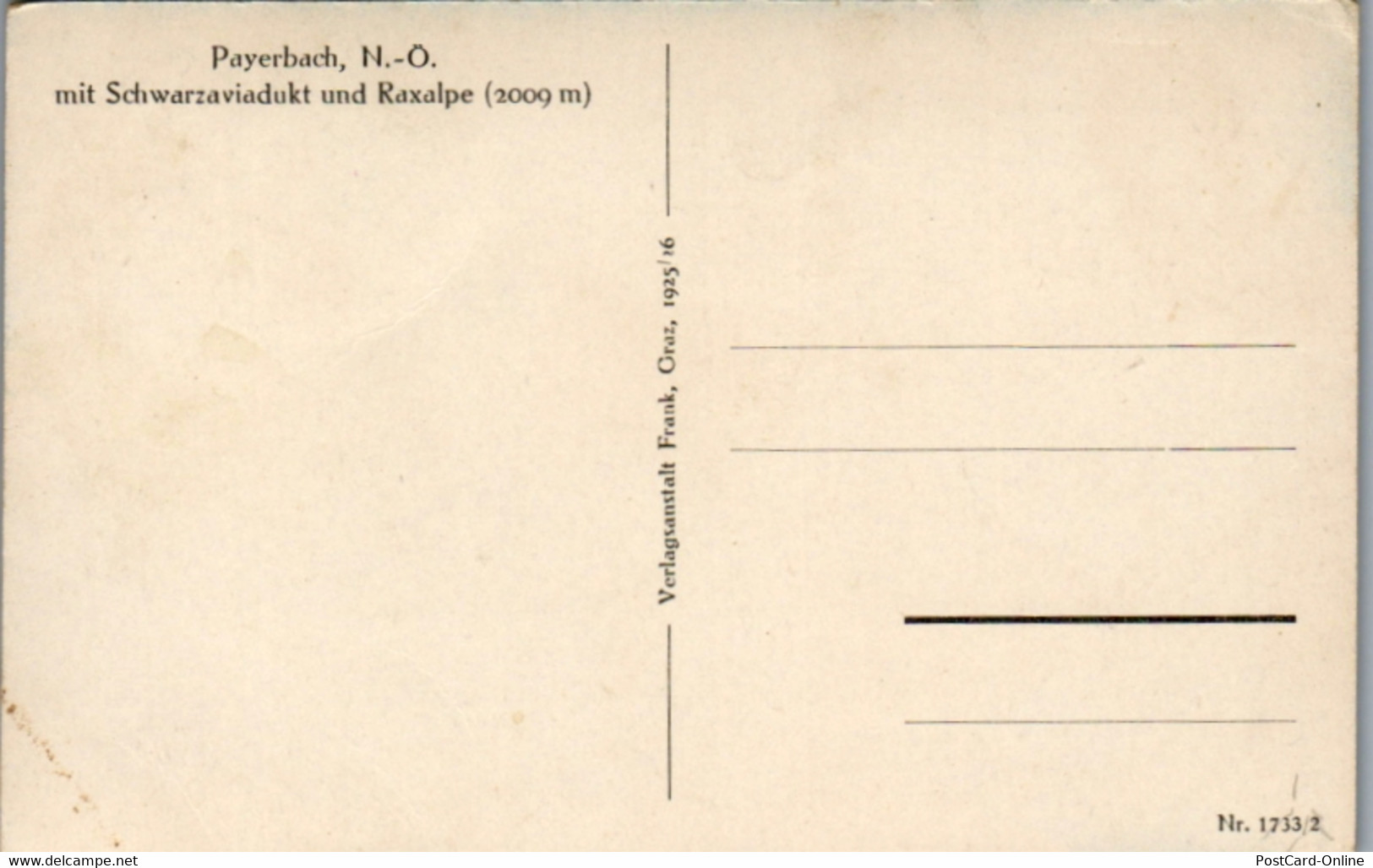 4712 - Niederösterreich - Payerbach Mit Schwarzaviadukt Und Raxalpe - Nicht Gelaufen 1925/26 - Raxgebiet