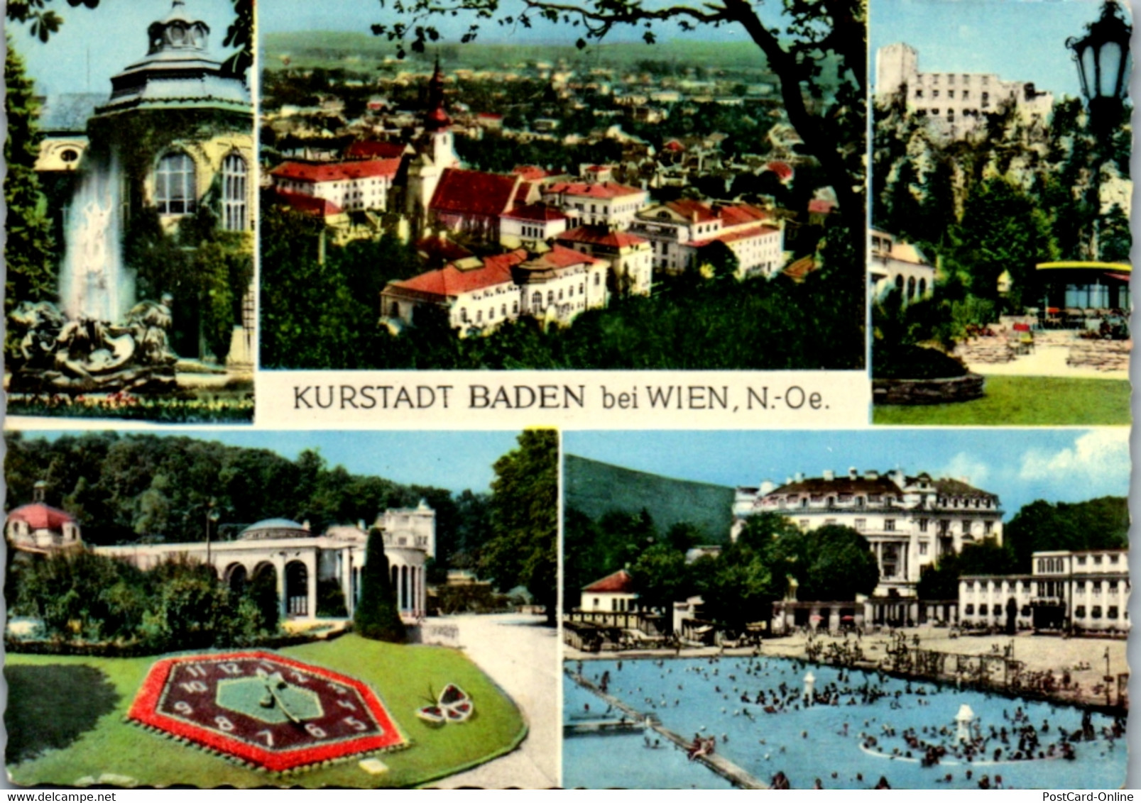 4735 - Niederösterreich , Baden Bei Wien , Undinebrunnen , Cafe Sacher , Ruine Rauhenstein , Blumeniuhr , Trinkhalle , S - Poysdorf