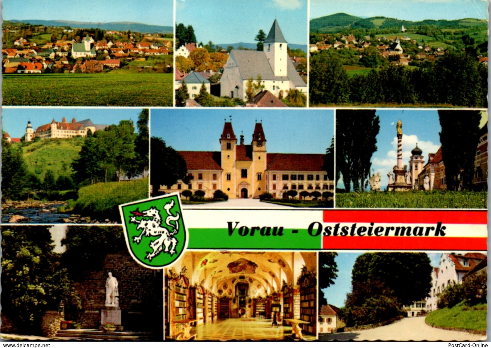 4857  - Steiermark , Vorau , Blick Z. Wechsel , Chorherrenstift , Stiftsportal , Pestsäule , Kernstock Denkmal - Gelaufe - Vorau