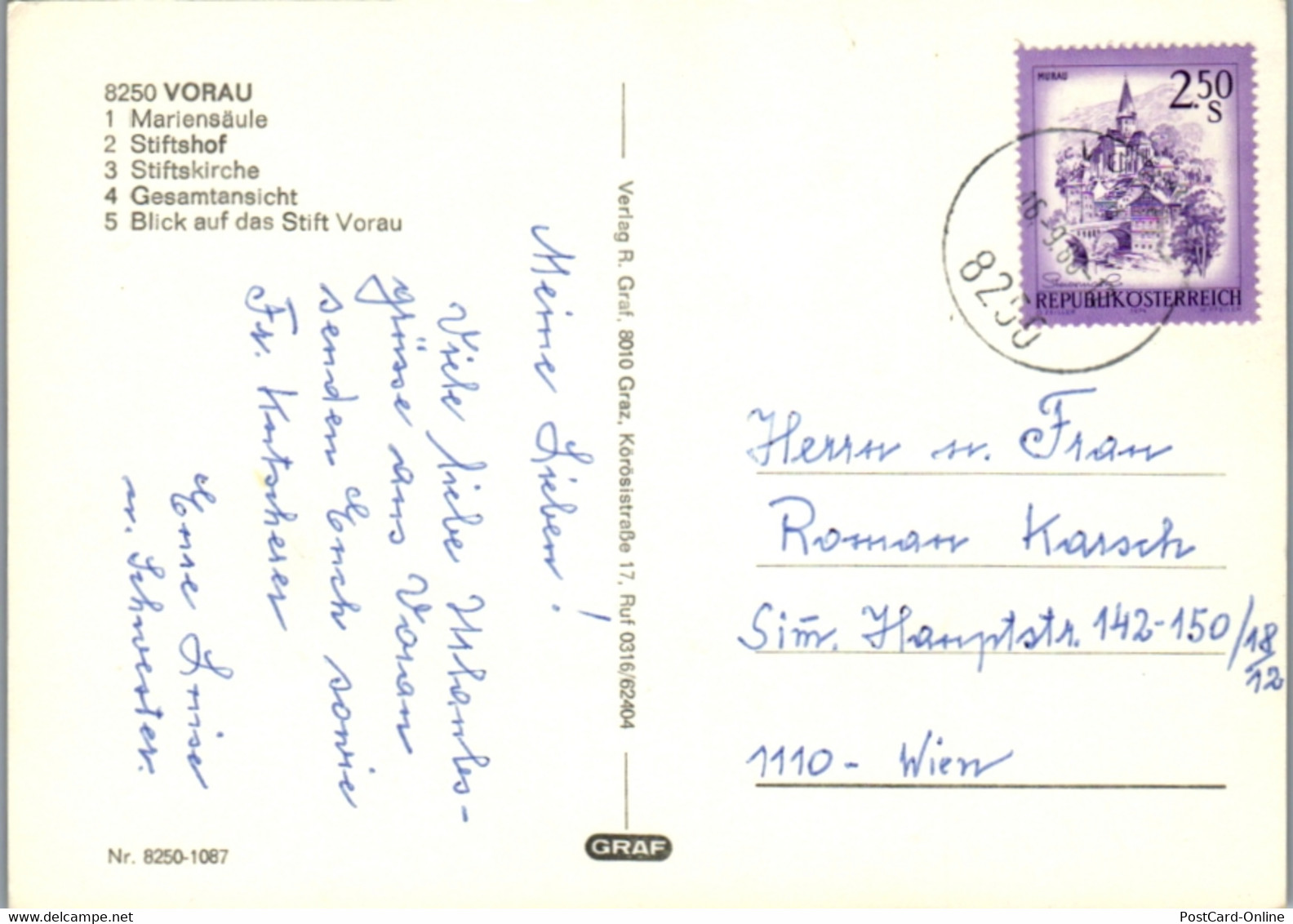 4859  - Steiermark , Vorau , Mariensäule , Stiftskirche , Stift , Stiftshof - Gelaufen 1980 - Vorau