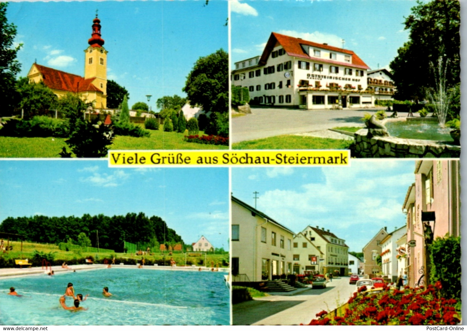 4875  - Steiermark , Söchau , Kirche , Oststeierischer Hof , Bad , Straßenmotiv - Gelaufen - Fürstenfeld