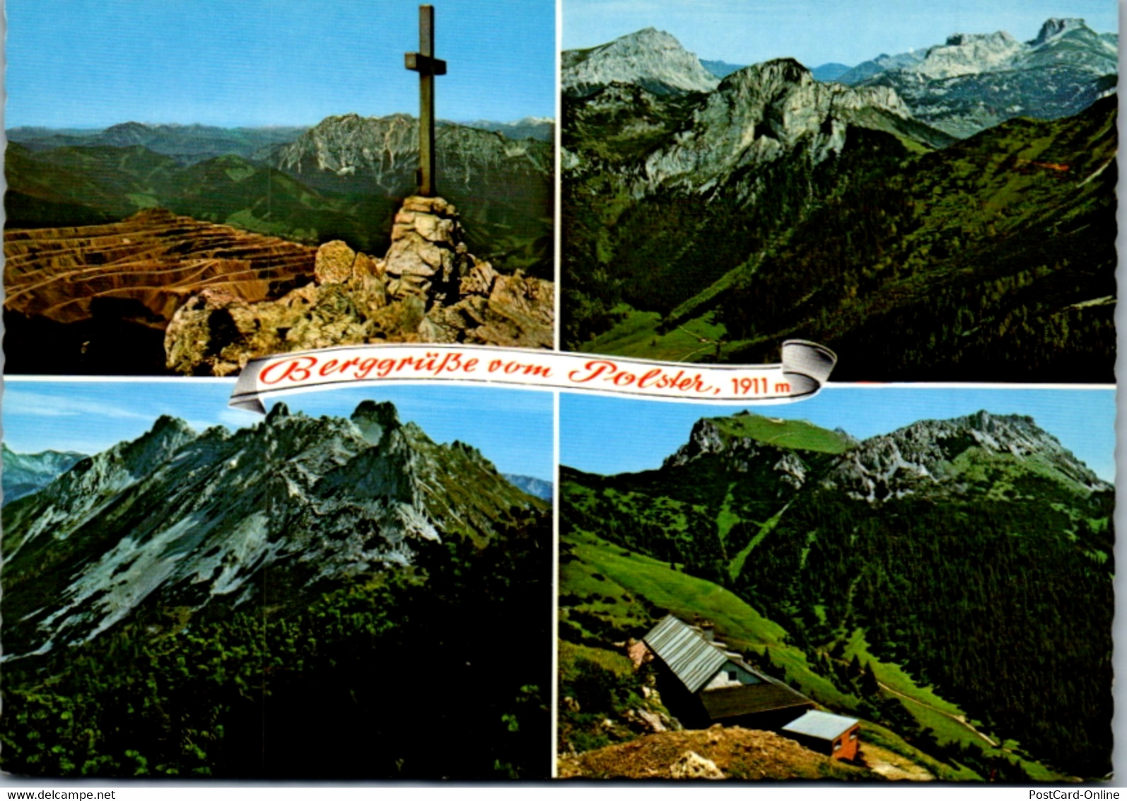 4892  - Steiermark , Gipfelkreuz Vom Polster Mit Erzberg , Blick Vom Polster Auf Gsollalm , Frauenmauer Und Hochschwab , - Vordernberg