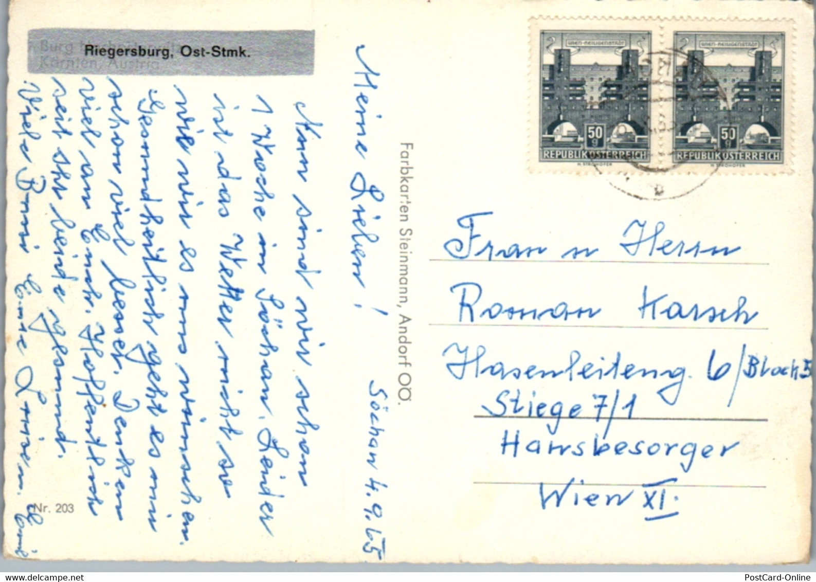 4958  - Steiermark , Riegersburg , Panorama - Gelaufen 1965 - Riegersburg
