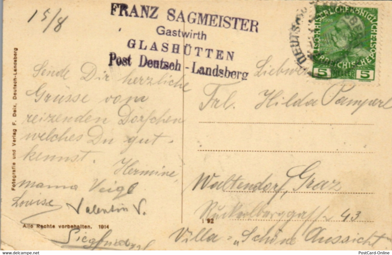 5070  - Steiermark , Deutschlandsberg , Glashütten - Gelaufen 1914 - Deutschlandsberg