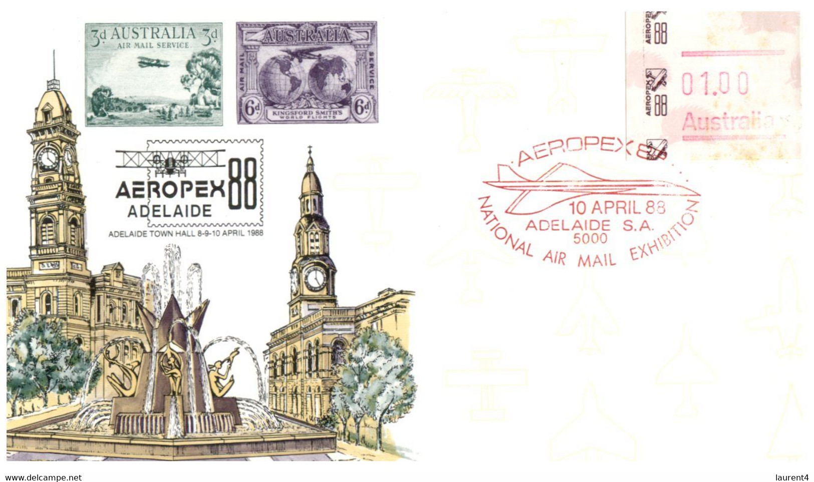 (FF 33) Australia FDC (2 Covers) Aviation - AEROPEX 88 Stamp Show (Concorde) - Premiers Vols