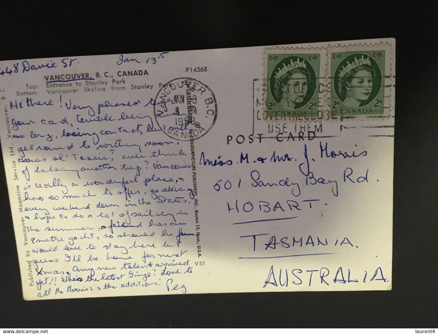 (FF 36) Canada - Posted To Tasmania Australia In 1958- Vancouver Greetings - Vancouver