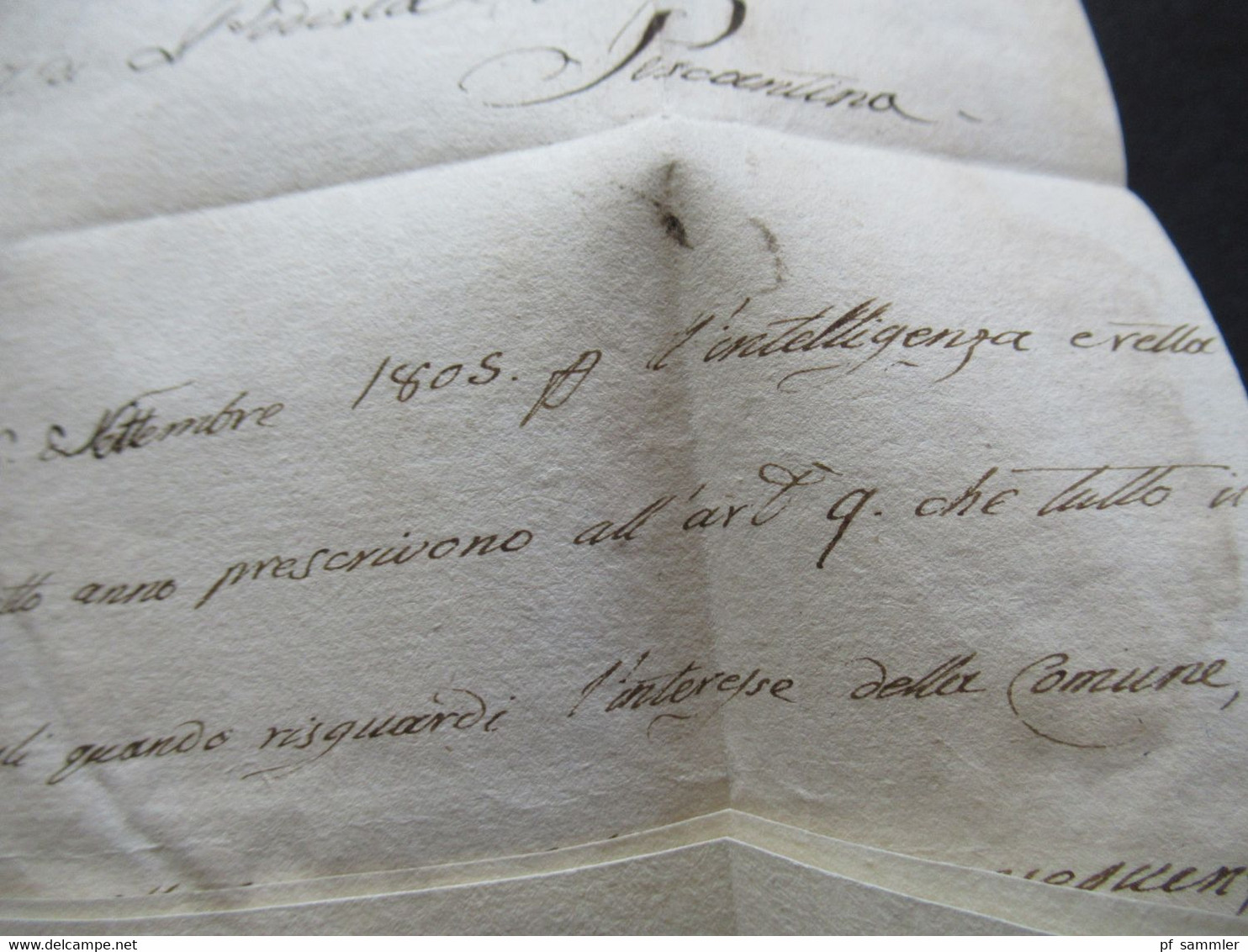 Vorphila 27.7.1810 Italien Ovalstempel Verona Faltbrief mit Inhalt L'Intendante Di Verona Stempel PP