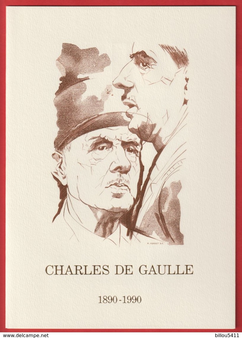 Feuillet Hommage à CHARLES  Général De GAULLE 1890 / 1990 : Exemplaire N° 5853; 1er Jour Lille; Paris ; - Documenti Della Posta