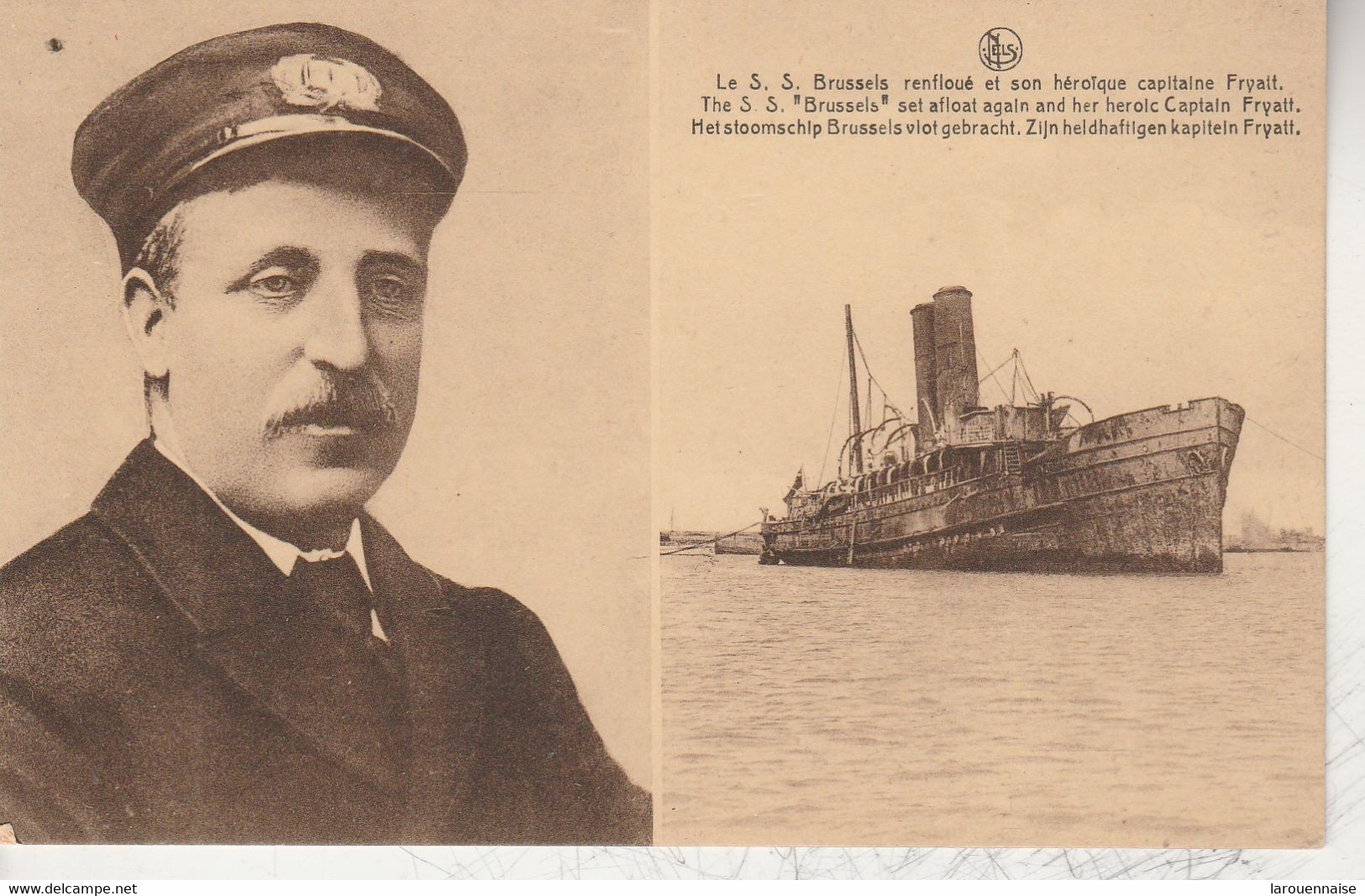 Le S.S. Brussels Renfloué Et Son Héroïque Capitaine Fryait - Maritime