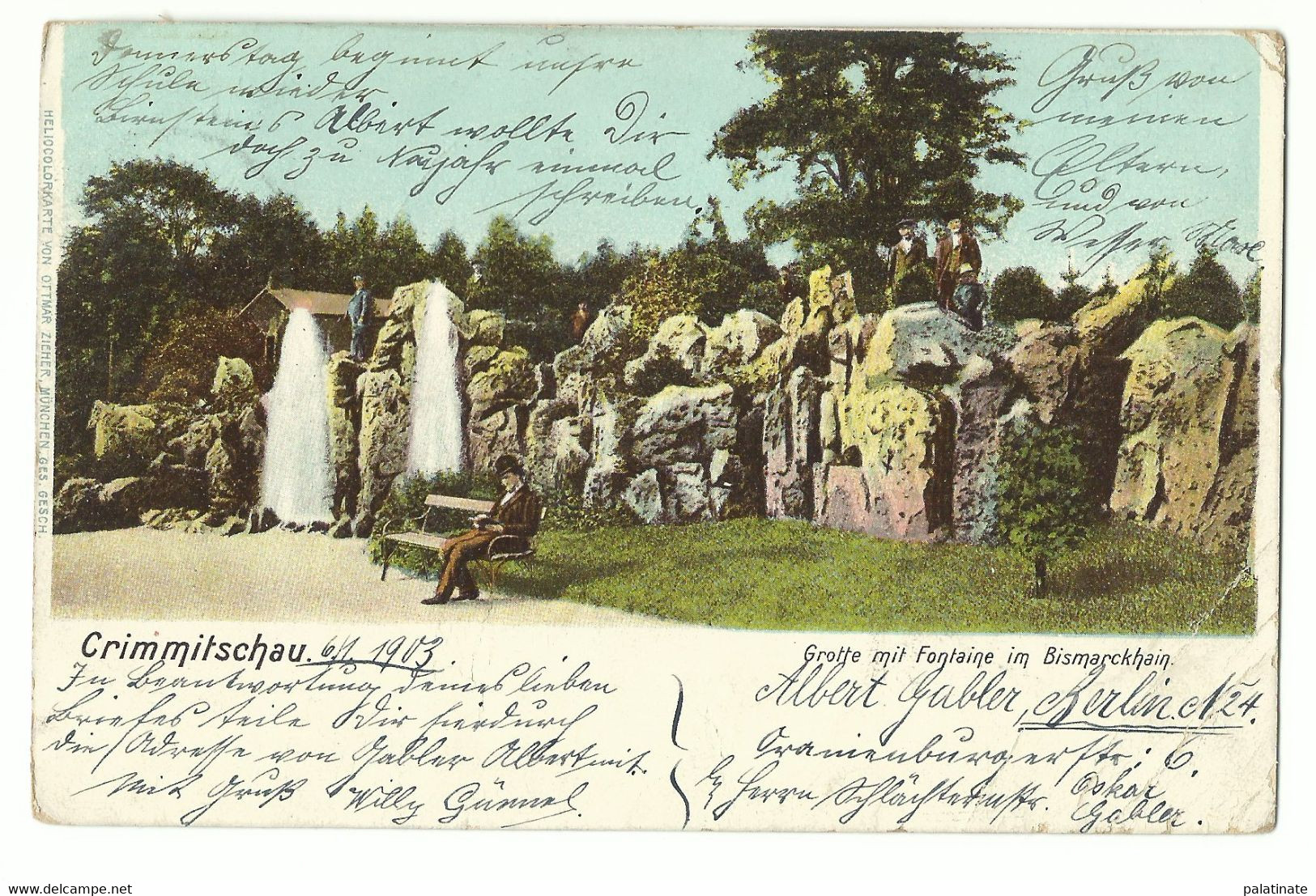 Crimmitschau Grotte Mit Fontaine Im Bismarckhain 1903 - Crimmitschau