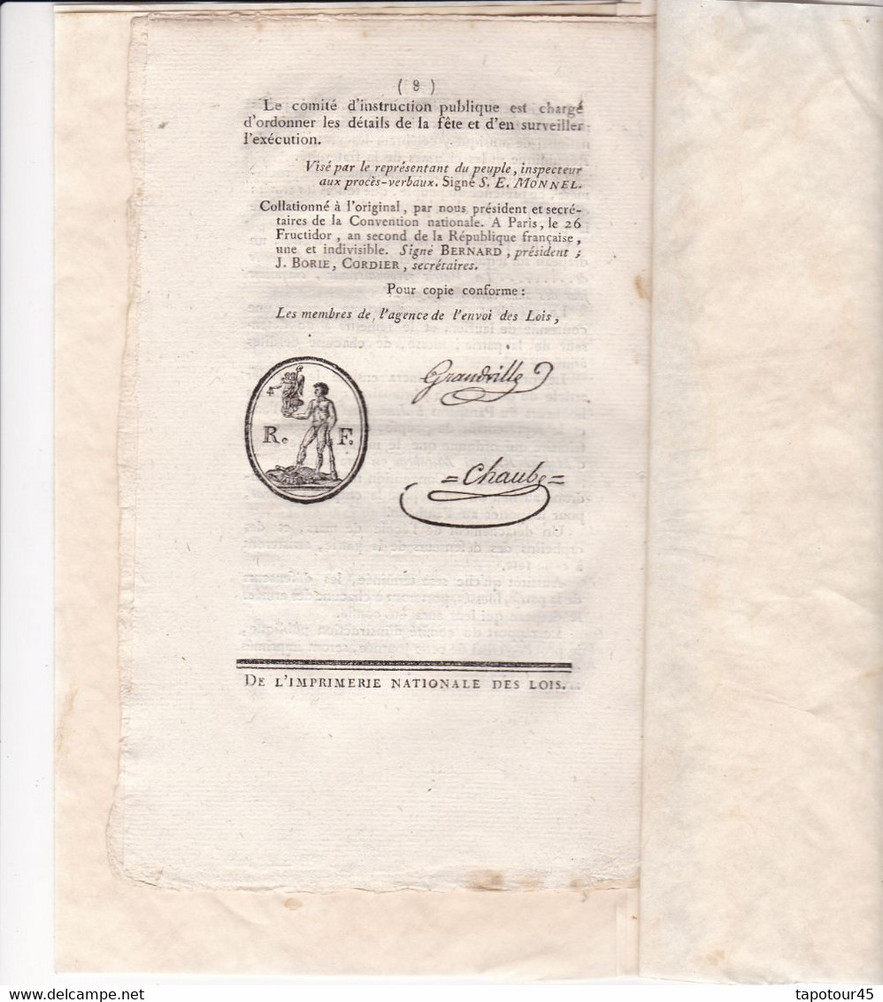 C 0 /07) 22 Fructidor An 2  Bulletin Des Lois De La République Française  Voir Présentation Ci-dessous - Décrets & Lois