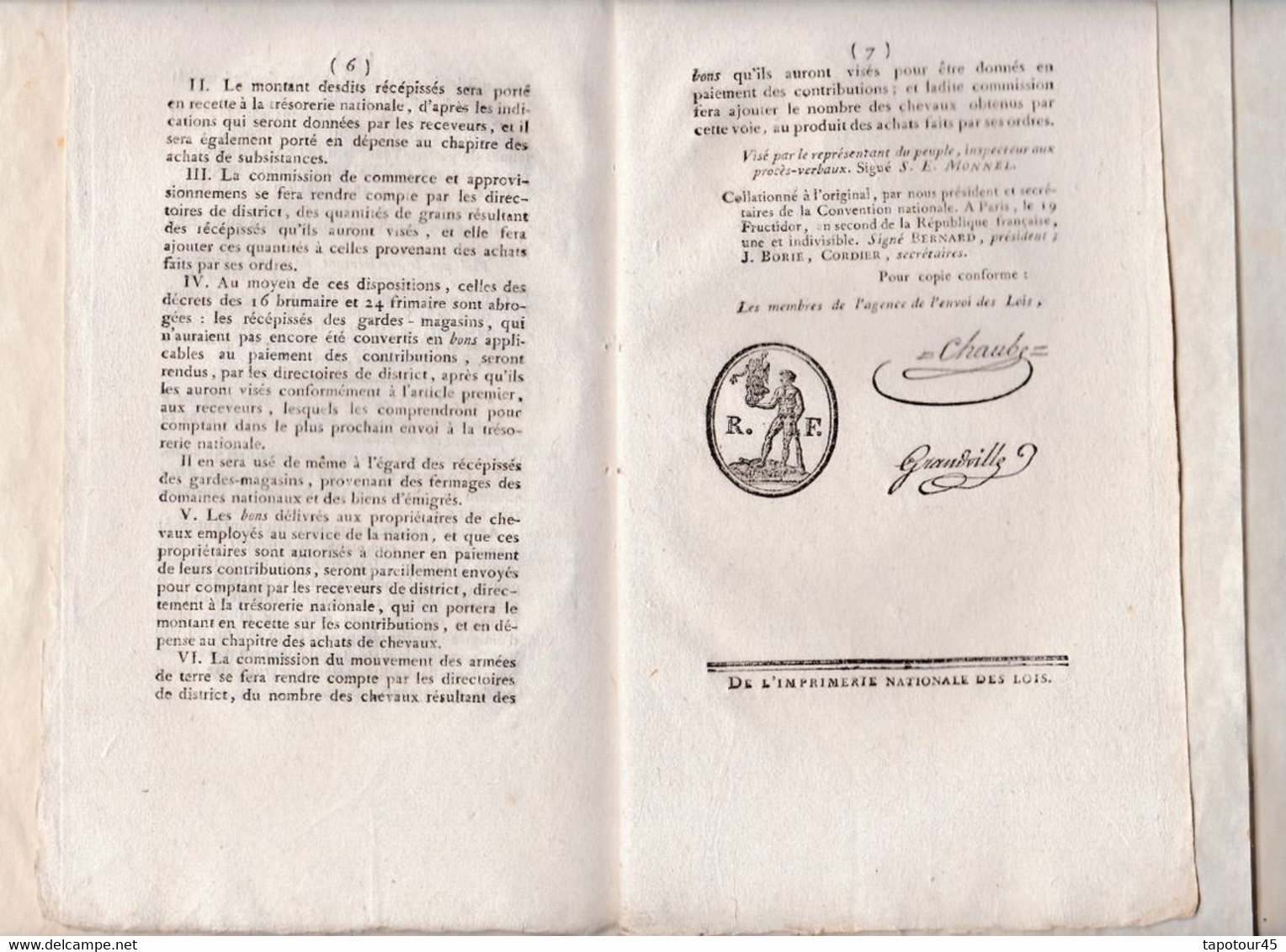 C 0 /09) 18 Fructidor An 2  Bulletin Des Lois De La République Française  Voir Présentation Ci-dessous - Décrets & Lois