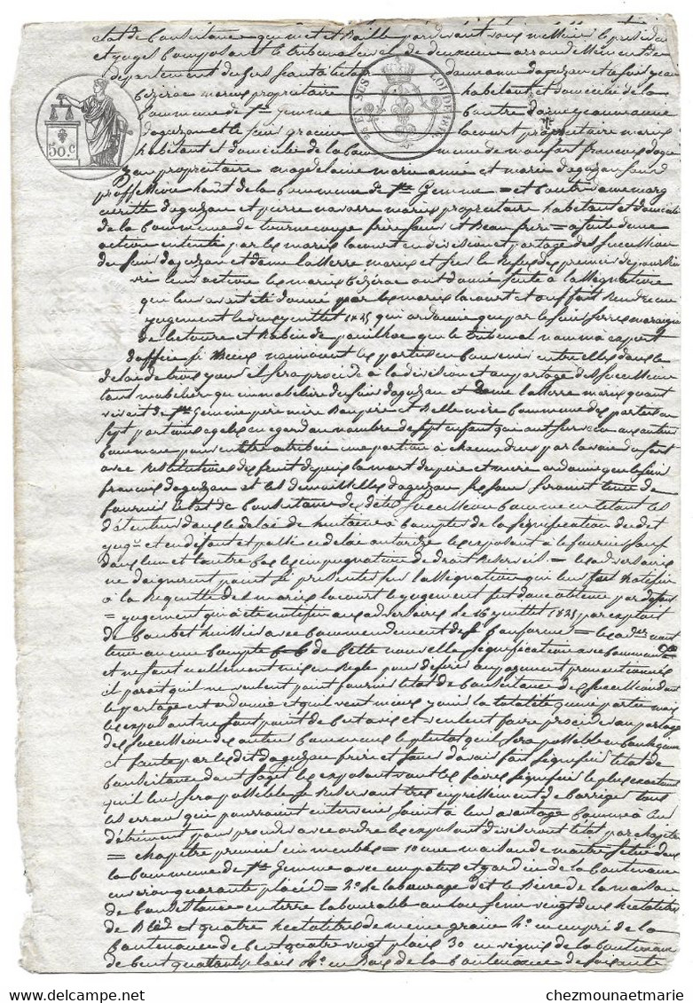 1826 GERS - COPIE ETAT DE CONSISTANCE DAGUZAN CONTRE CEZERAC DE SAINTE GEMME - DOCUMENT PAPIER - Documents Historiques